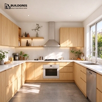 Buildgres-Ensemble complet d'armoires de cuisine de luxe en bois massif de style européen moderne