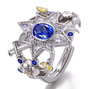 Anillo de Plata de Ley 925 con Gema de Laboratorio Personalizada, Diseño de Moda, Piedra Principal Ovalada, Zafiro Azul Cultivado en Laboratorio para Hombre y Mujer - Product Image 1