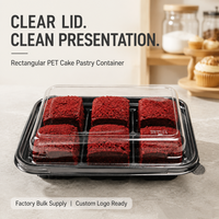 Boîte de dessert en PET transparent de qualité alimentaire à 6 compartiments pour fruits frais, gâteaux, salades, sushis - Vente en gros