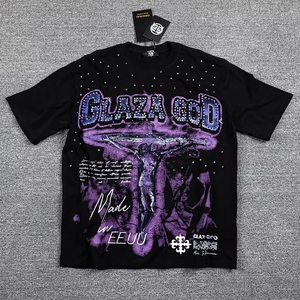 Abbigliamento di Marca di Lusso GLAZA <span class=keywords><strong>GOD</strong></span> per Uomo, Alta Qualità, Stampa con Lettere Viola, Manica Corta, Prezzo Basso, Vendita all'Ingrosso Personalizzata - Product Image 2