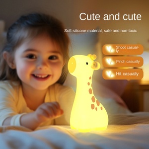 Lampe de chevet LED créative et moderne en forme de girafe, en silicone, à commande tactile, intensité réglable, alimentation par batterie, cadeau pour enfants, chargement USB - Product Image 3
