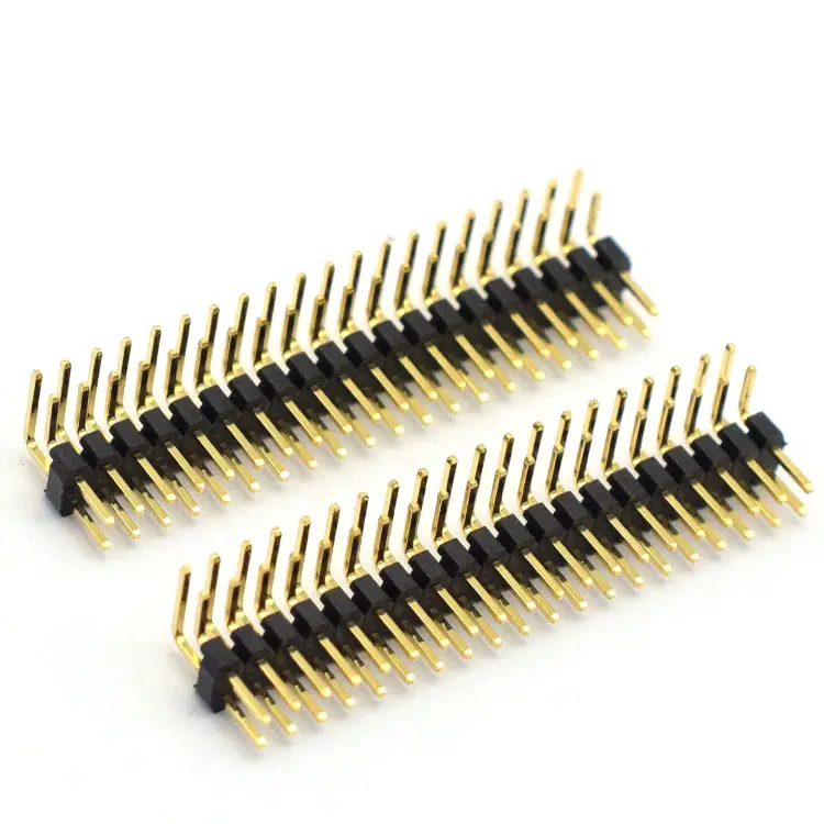 Compra integral personalizada 2,0mm filas dobles agujas dobladas pin macho conector PCB 2/3/4/5/6/7/8/9/10/40 PIN