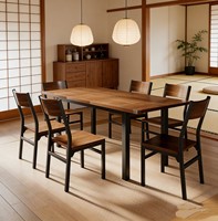 Meilleures ventes - Ensemble de salle à manger moderne en métal massif et en MDF, 7 pièces, avec 6 chaises et table extensible