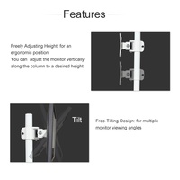 Soporte de Monitor Ajustable en Altura para Pantallas de 14-32 Pulgadas, Base de Acero Laminado en Frío, Color Blanco, Inclinación de 90°, VESA 75/100