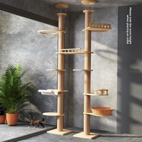Structure d'escalade pour chat tout-en-un avec perchoir, nid, griffoir en sisal, plateforme de saut en bois massif, durable, facile à assembler, fabriqué en Chine