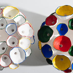 Vase à fleurs coloré peint à la main, design pomme, artisanat en céramique, ornement de luxe, accessoires d'art uniques pour la maison - Product Image 4