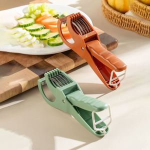 Hachoir manuel multifonctionnel créatif pour cuisine, en acier, pour fruits et légumes, avec fonction de coupe et de pressage, pour séparateur de légumes en plastique - Product Image 6