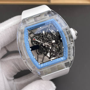 Reloj mecánico de lujo con esqueleto para hombre, reloj automático con caja transparente, decoración azul y correa de caucho RM35-01 - Product Image 2