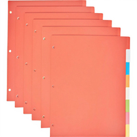 Vente chaude Personnalisable Durable Multicolore 3-Ring Binder 8-Tab Dividers Set dans des Couleurs Assorties 6 Pack Classing Made PP Material
