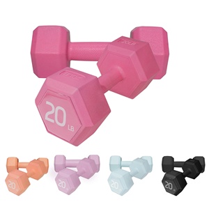 Rubber+Cast Iron Hex <b>Dumbbell</b> Sets 5/10/15/20lbs 5 Colors Exercise Fitness Free Weights Women Men Body Building Home Gym - Product Image 2