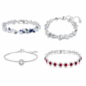 Bracelets en cristal de luxe en gros pour femmes, style <span class=keywords><strong>Swarovski</strong></span>, plaqué or et argent, bracelet à breloques, bijoux de mode, cadeau - Product Image 2