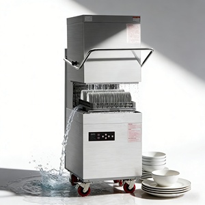 Lave-vaisselle professionnel à capot en acier inoxydable 304 pour restaurant, stérilisation à la vapeur haute température, double température - Product Image 1