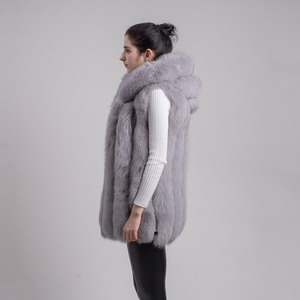 QIUCHEN QC9484 femmes manteau de fourrure d'hiver véritable <span class=keywords><strong>gilet</strong></span> de fourrure de renard véritable <span class=keywords><strong>gilet</strong></span> de fourrure longue - Product Image 5