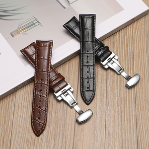 Vente directe d'usine Bracelet <span class=keywords><strong>en</strong></span> <span class=keywords><strong>cuir</strong></span> véritable avec fermoir papillon 22 mm pour montre et pour montres - Product Image 2