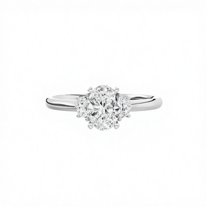 Anillo de Compromiso Clásico de Platino Sólido de 14K con Diamante Cultivado en Laboratorio de 1.20 Quilates, Corte Ovalado, Halo, Certificado IGI, Regalo de Boda, Fiesta - Product Image 3
