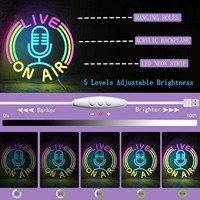 Microphone LIVE sur le plateau de diffusion avec lumière LED, étanche IP65, 5V/12V, style radio, lampe d'ambiance, lumière décorative extérieure pour studio de musique