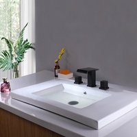 Robinet de lavabo moderne en laiton avec cartouche en céramique, double poignée, à poser sur le comptoir, eau chaude/froide