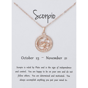 Collane con Ciondolo dei 12 Segni Zodiacali per Uomo <span class=keywords><strong>e</strong></span> Donna, Collana in Oro Rosa con Costellazioni di Ariete <span class=keywords><strong>e</strong></span> <span class=keywords><strong>Leone</strong></span>, Gioielli con Carta Illustrativa - Product Image 5