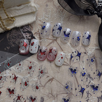 Autocollants pour ongles en cristal 5D TSZS Halloween Spider, autocollants adhésifs en forme d'araignée, d'écailles de coquille, de cœurs, d'étoiles, de strass rouges et bleus, décorations gothiques pour ongles.
