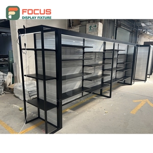 Comptoir de présentation moderne pour perruques avec dessus en verre, étagères multi-tiroirs, armoire de présentation pour extensions de cheveux - Product Image 1