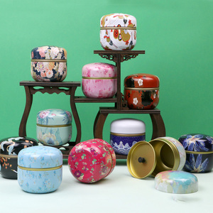 Empty Custom Metal Round Tea Tin Box,stainless steel Garden Round Flower Tea Candy Box Coffee coin Storage Box