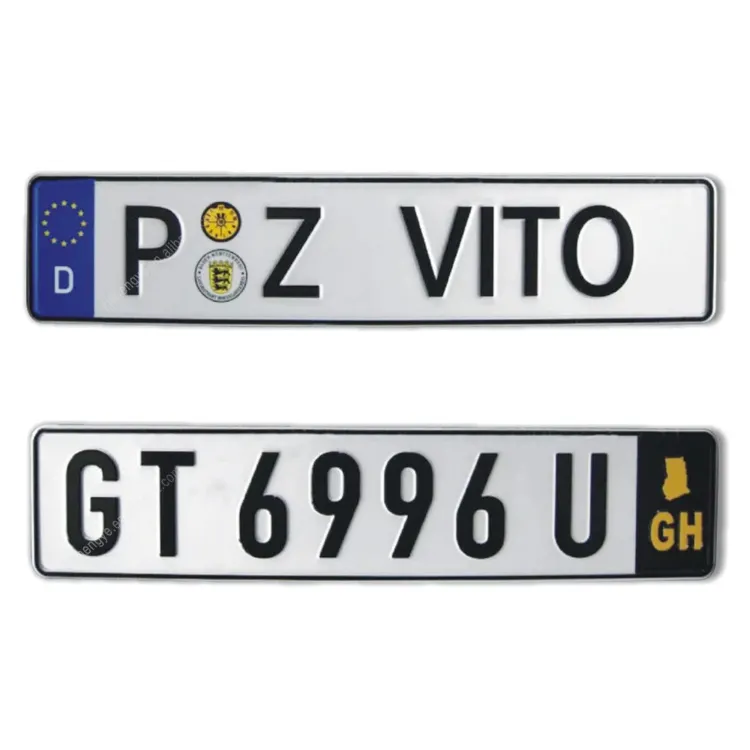 European reflective license plate embossed blank car number name plates
