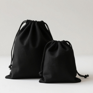 Bán Buôn Bolsa De Cuerda Bông Dây Kéo Túi Màu Trắng Màu Be Màu Đen Bông Tự Nhiên Bông Vải Dây Kéo Túi Với Logo - Product Image 1