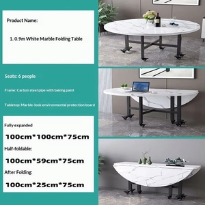 Tavolo da Pranzo Moderno Pieghevole con Ruote, Espandibile, Salvaspazio per <span class=keywords><strong>Cucina</strong></span>, Scrivania Mobile per Piccoli Appartamenti - Product Image 4