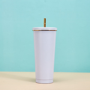 Customize 750ML Available Double Wall Stainless Steel Tumbler with <b>Straw</b> Premium <b>Reusable</b> Coffee Mug for Hot and Cold Drinks - Product Image 4