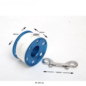 Carrete de buceo de aluminio de 50m al por mayor, con doble gancho de 100mm, antienredos, de acero inoxidable SS316, para placa dorsal, chaqueta de buceo, boya marcadora SMB - Product Image 2