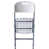 Chaise pliante en HDPE avec structure en acier, blanche, portable, chaise commerciale