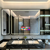 Espejo de Baño con Retroiluminación LED de 22 Pulgadas, Televisor con Espejo Inteligente Antivaho e Impermeable IP65 para Baños de Hoteles y Villas de 5 Estrellas