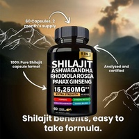 Capsules transfrontalières Xilai Zhi Shilajit Ashwagandha Ginseng Rhodiola Rosea pour une meilleure densité osseuse, 60 capsules, 15 250 mg par capsule