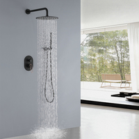 Ensemble de douche mural en cuivre avec mitigeur de pluie encastré, système de douche à faible hauteur pour salle de bain