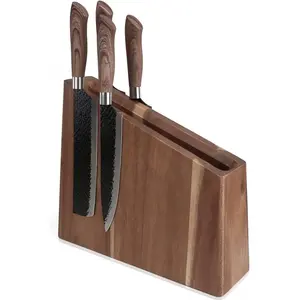 Kitchen Wooden Knife Organizer Stand Knife Block Rack Double Side Magnetic Knives Holder