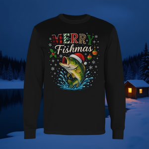 Camiseta de manga larga Merry Fishmas Santa Fishing Christmas - Product Image 3