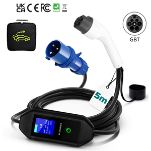 7KW 32A Mobile Electric Vehicle Charger GB T Connector CEE <b>Plug</b> LCD Control Box <b>with</b> Eight Current Levels and 12 Hour <b>Timer</b> - Product Image 1