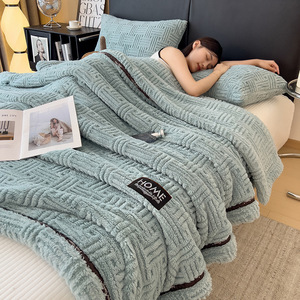 Coperta in Fibra di Poliestere Stile Europeo, Tinta Unita, Trapuntata, Invernale, Ispessita, Leggera, in Pile Corallo, per Divano, Letto, Dormitorio, Ufficio - Product Image 2