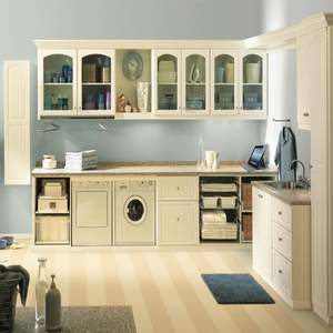 Armoire à linge de style simple, armoire à linge laquée, armoire à linge multifonction avec lave-linge et sèche-linge - Product Image 6