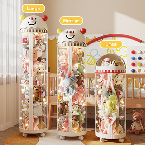 Simpatici cartoni animati trasparente organizzatore di stoccaggio di bambole di <span class=keywords><strong>peluche</strong></span> per bambini scatola di immagazzinaggio cesti cilindrici di plastica per riporre i giocattoli - Product Image 4