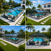 Maßgefertigte Einziehbare Aluminium-Schwimmbadüberdachung Moderne Polycarbonat-Abdeckung Schiebe-Wintergarten für Hinterhof und Garten