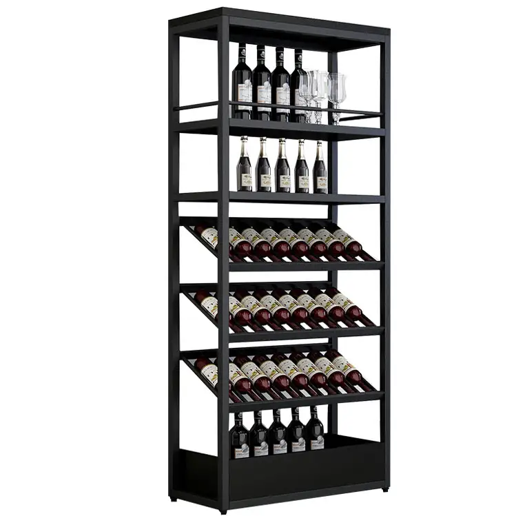 TMJ-747 الراقية المخصصة خزانة عرض الكحوليات/النبيذ النبيذ المعدنية Whishy عرض الرف حامل الزجاجة