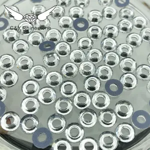 C & Y pemasok harga kalung Hotfix 6MM bulat berongga bentuk kristal berlian imitasi