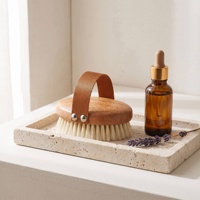 Brosse de bain et de douche ovale ZUQA à marque privée pour drainage lymphatique, en poils de sanglier naturels, avec manche en bois de Sapele et cuivre