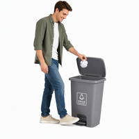 Poubelle à pédale de 30 L, poubelle en plastique pour bureau commercial, bac à déchets épaissi