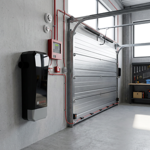 Moteur <span class=keywords><strong>de</strong></span> <span class=keywords><strong>porte</strong></span> <span class=keywords><strong>de</strong></span> <span class=keywords><strong>garage</strong></span> <span class=keywords><strong>sectionnelle</strong></span> industrielle à montage mural avec alarme incendie intégrée, anti-pincement et rebond automatique - Product Image 1