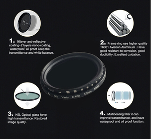 Filtro ND Variabile Regolabile da 49mm, Densità Neutra da ND 2 a ND 400, Dimensione Filtro 62mm, Marca OEM - Product Image 5