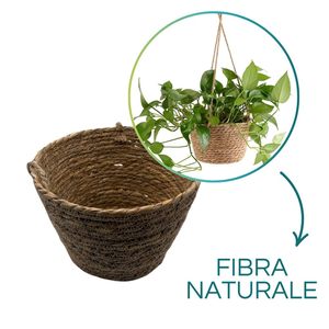Hanging <b>Basket</b> Natural Fiber 25 Cm <b>Plant</b> Holder Outdoor Indoor Use - Product Image 3