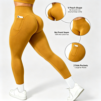 Leggings de yoga taille haute effet push-up sans coutures avec poches, pour femme, idéal pour la gym, le fitness et l'entraînement