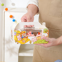 Boîtes d'emballage portables pour cupcakes, design mignon de dessin animé, contenants de boulangerie adaptés pour l'emballage de cadeaux de desserts de festival